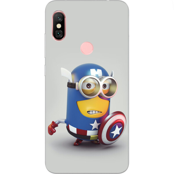 

Бампер силиконовый чехол Amstel с картинкой для Xiaomi Redmi Note 6 Pro Миньон капитан Америка