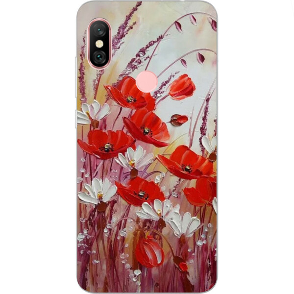 

Бампер силиконовый чехол Amstel с картинкой для Xiaomi Redmi Note 6 Pro Маки в поле