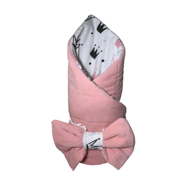 

Демисезонный конверт-одеяло Baby Comfort хлопок с велюром персиковый с коронами 90*70 см
