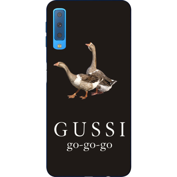 

Антибрендовый силиконовый чехол Amstel для Samsung A750F Galaxy A7 2018 с картинкой Gussi go go на черном фоне