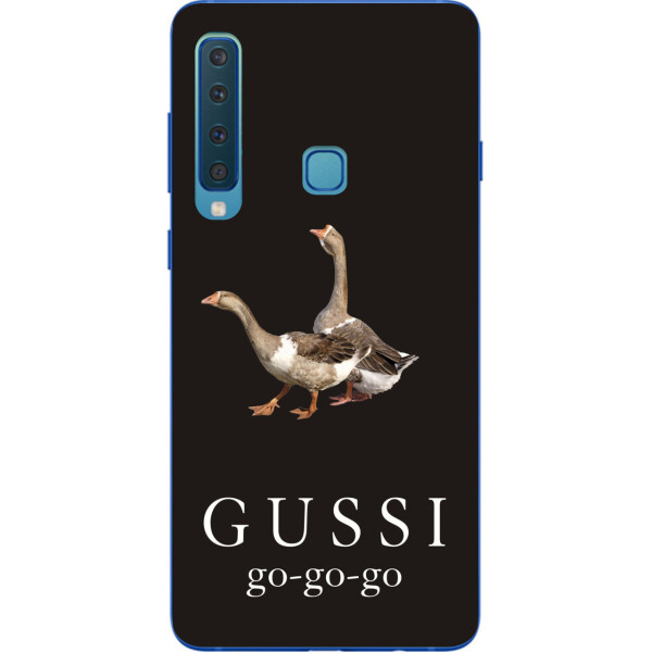 

Антибрендовый силиконовый чехол Amstel для Samsung Galaxy A9 2018 с картинкой Gussi go go на черном фоне