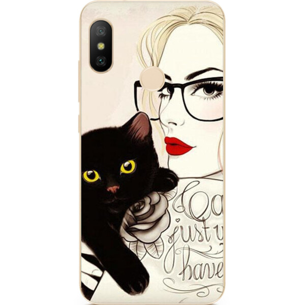 

Силиконовый чехол бампер Amstel для Xiaomi Mi A2 Lite с картинкой Девушка с котом
