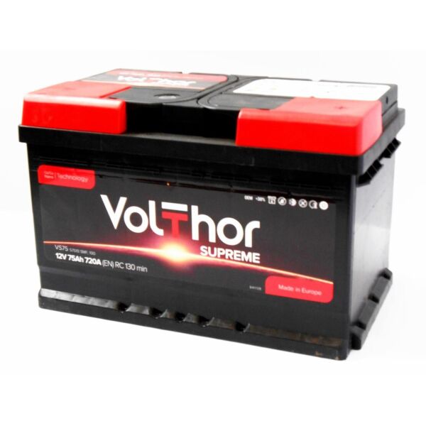 

Аккумулятор автомобильный VOLTHOR Supreme 75-0 (R +) (720A)