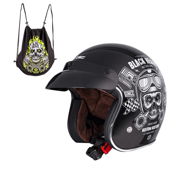 

Мотоциклетный шлем W-TEC Kustom Black Heart - размер S (59-60)/черный блеск