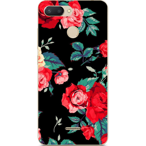 

Силиконовый чехол Amstel с рисунком для Xiaomi Redmi 6 Цветы на черном фоне