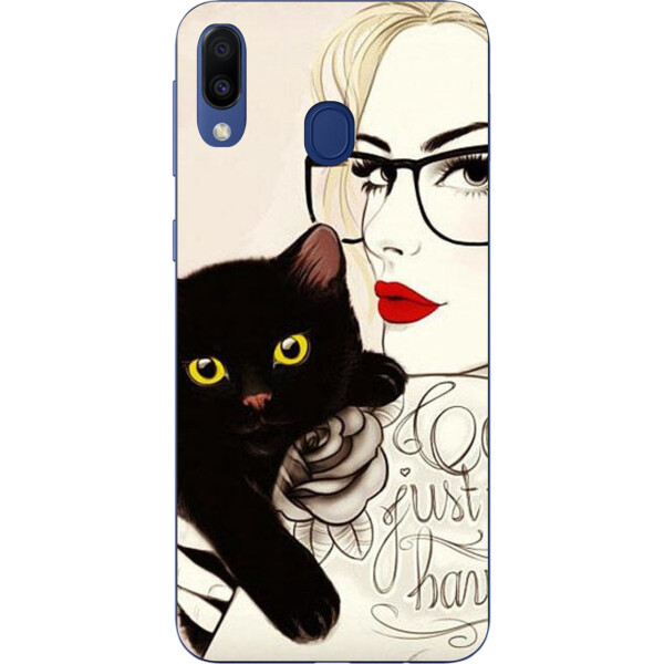 

Силиконовый чехол бампер Amstel для Samsung Galaxy M20 с картинкой Девушка с котом