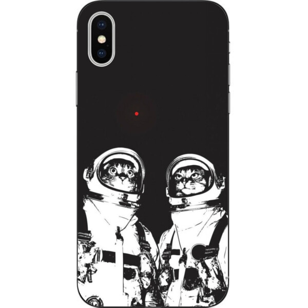 

Силиконовый чехол бампер Amstel для Iphone Xs с картинкой Космонавты коты