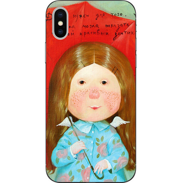 

Чехол силиконовый Amstel для Iphone Xs с картинкой Ангелочек с зонтом