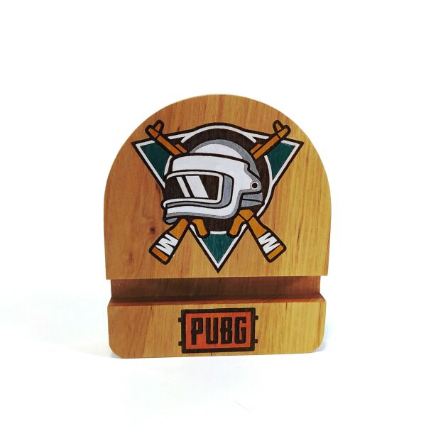 

Подставка держатель для мобильного телефона смартфона планшета PUBG logo Мастерская мистера Томаса 10х12см дерево лак
