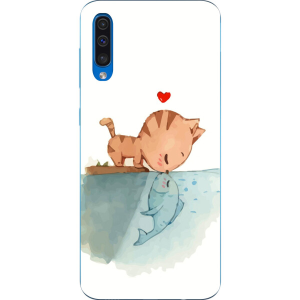 

Силиконовый чехол Amstel для Samsung Galaxy A50 2019 A505F с картинкой Поцелуй кота