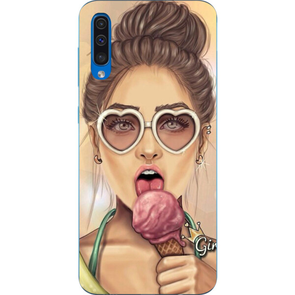 

Бампер силиконовый чехол Amstel для Samsung Galaxy A50 2019 A505F с картинкой Девушка с мороженным