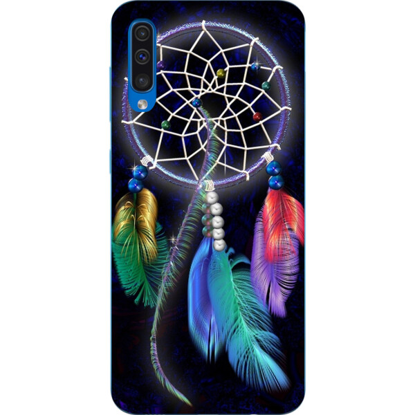 

Бампер силиконовый чехол Amstel для Samsung Galaxy A50 2019 A505F с картинкой Ловец снов на черном фоне