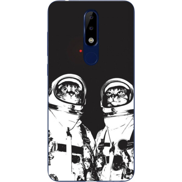 

Силиконовый чехол бампер Amstel для Nokia 5.1 Plus с картинкой Космонавты коты