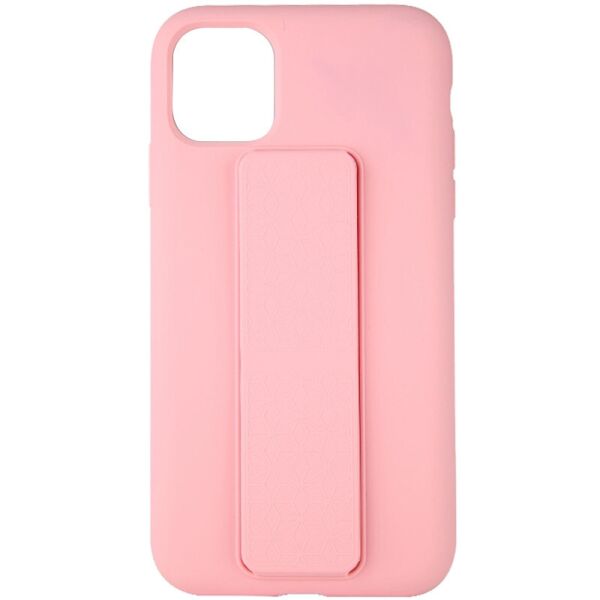 

Противоударный Защитный Силиконовый Чехол - Накладка с Держателем Epik Silicone Case Hand Holder для Apple iPhone 11 (6.1") Матовый / + Функция Подставки / с Микрофиброй / Розовый / Pink