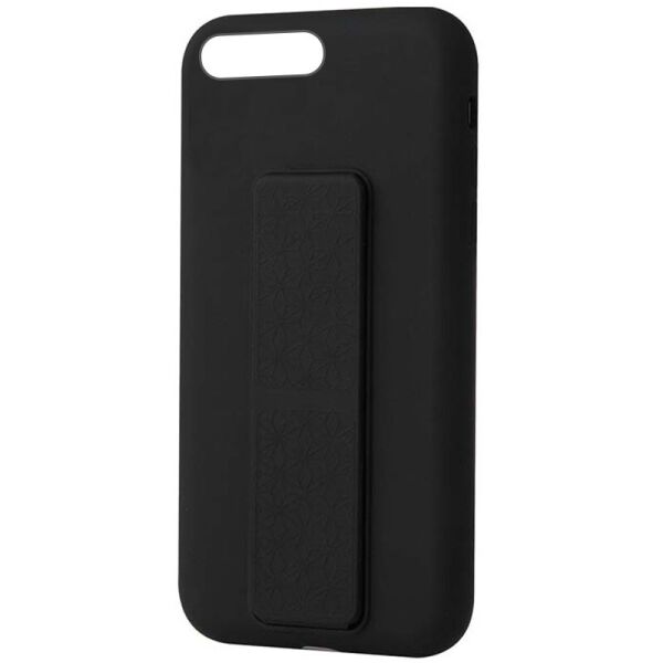 

Противоударный Защитный Силиконовый Чехол - Накладка с Держателем Epik Silicone Case Hand Holder для Apple iPhone 7 plus + / 8 plus + (5.5") Матовый / + Функция Подставки / с Микрофиброй / Черный / Black