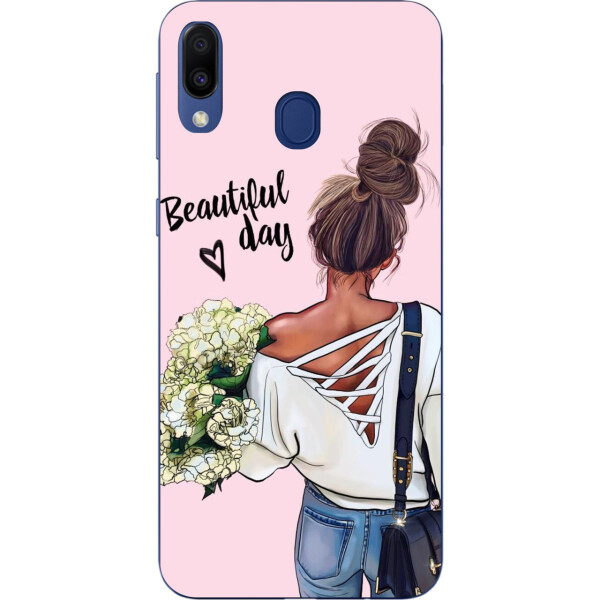 

Чехол силиконовый Amstel для Samsung Galaxy A20 2019 A205F с картинкой Девушка с букетом