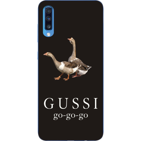 

Антибрендовый силиконовый чехол Amstel для Samsung A70 2019 Galaxy A705F с картинкой Gussi go go