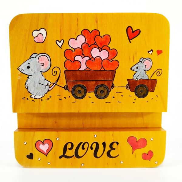 

Подставка держатель для мобильного телефона смартфона планшета мышки love Мастерская мистера Томаса 10х10 см дерево лак