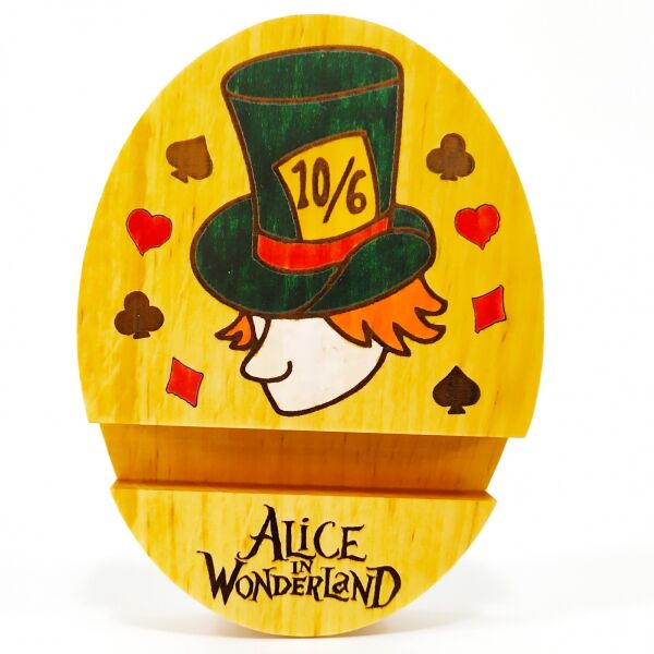

Подставка держатель для смартфона планшета Алиса в стране чудес Alice in wonderland Мастерская мистера Томаса 9*11 см дерево лак