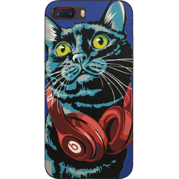 

Силиконовый чехол Amstel с рисунком для ZTE Nubia M2 Кот с наушниками