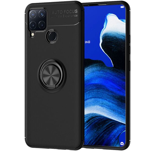 

TPU чехол Deen ColorRing под магнитный держатель (opp) для Realme C12 (Черный / Черный) (100020763)