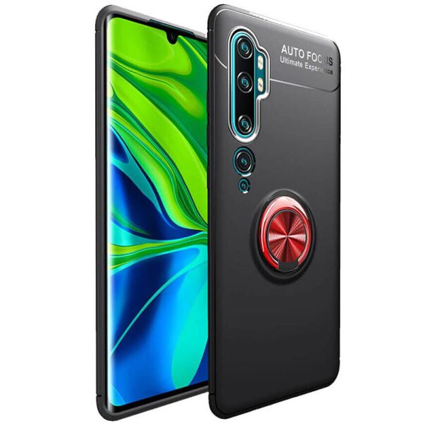 

TPU чехол Deen ColorRing под магнитный держатель (opp) для Xiaomi Mi Note 10 (Черный / Красный) (937958)