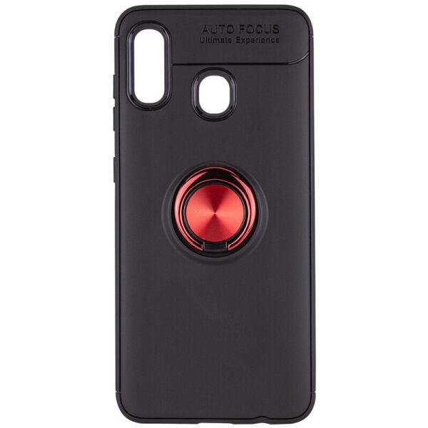 

TPU чехол Deen ColorRing под магнитный держатель для Samsung Galaxy A30 (Черный / Красный) (700648)