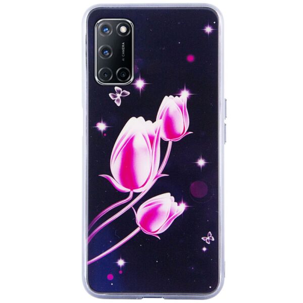 

TPU+Glass чехол Fantasy с глянцевыми торцами для Oppo A92 (Тюльпаны) (915290)