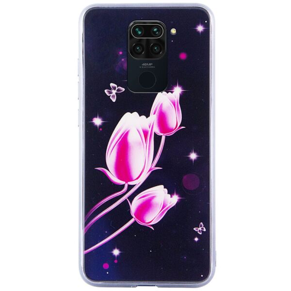 

TPU+Glass чехол Fantasy с глянцевыми торцами для Xiaomi Redmi Note 9 (Тюльпаны) (925143)