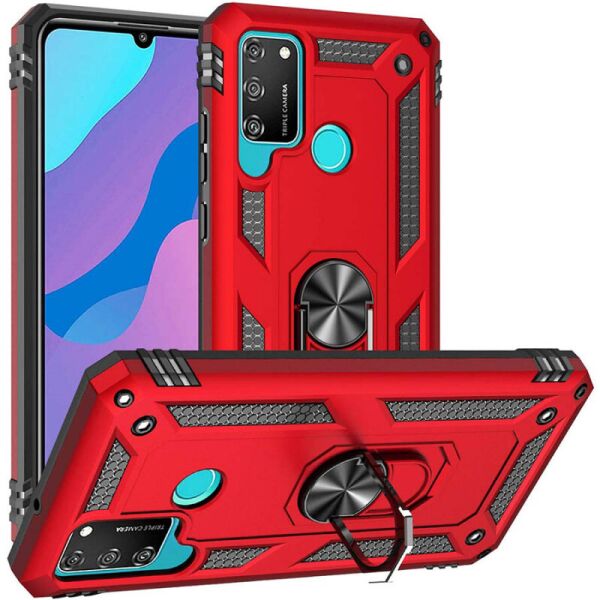 

Ударопрочный чехол Serge Ring магнитный держатель для Huawei Honor 9A (Красный) (100020750)