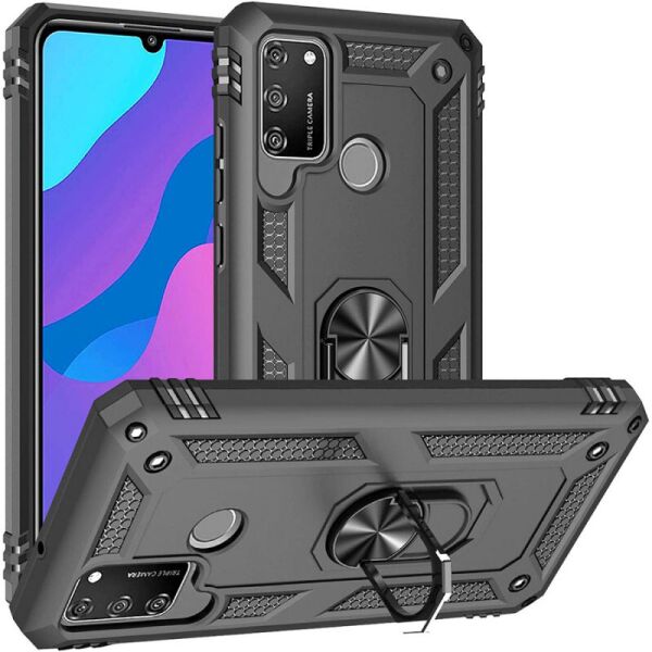 

Ударопрочный чехол Serge Ring магнитный держатель для Huawei Honor 9A (Черный) (100020752)