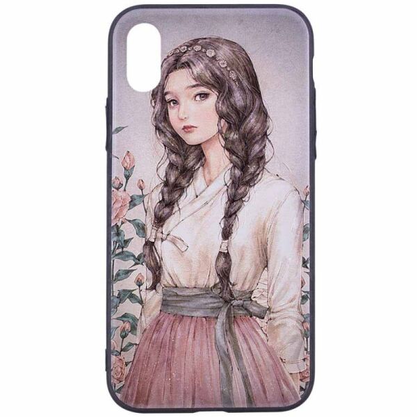 

TPU+PC чехол YCT картина для iPhone X (5.8";) (Девочка с косами) (542237)