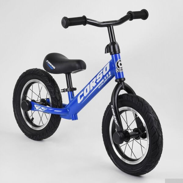 

Беговел CORSO стальная рама алюминиевые диски надувные колеса 12' Black-Blue (54533)