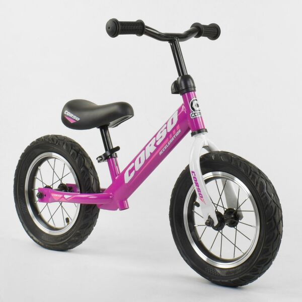 

Беговел CORSO стальная рама алюминиевые диски надувные колеса 12' Black-Pink (54535)