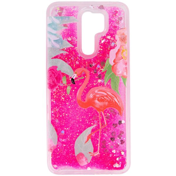 

TPU чехол с переливающимися блестками для Xiaomi Redmi 9 (Фламинго в цветах) (1093734)