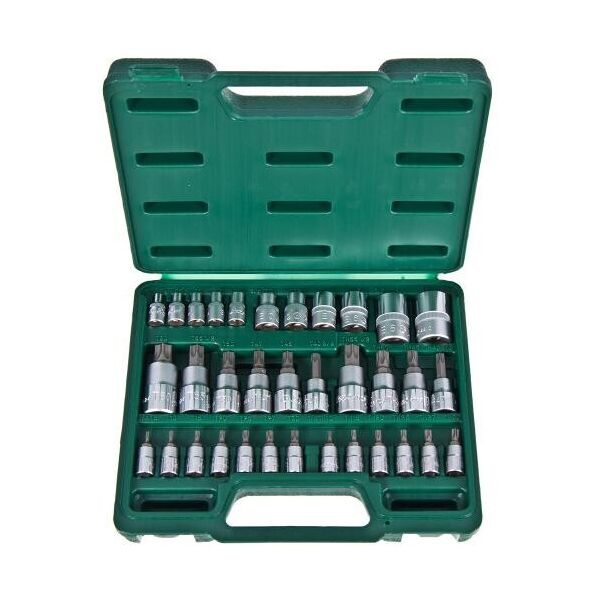 

Набор торцевых головок 1/2", 3/8", 1/4" внутренний и внешний ТОRX 34предм. HANS
