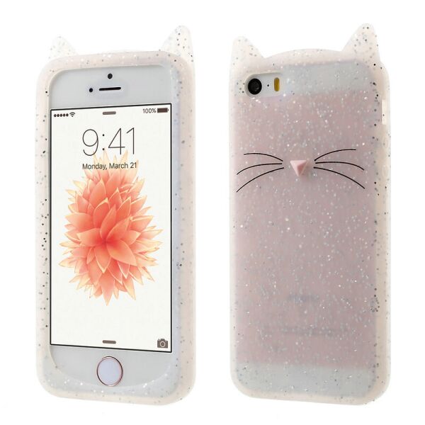 

Силиконовая накладка 3D Cat для iPhone SE (Белый / Блестящий) (100068084)