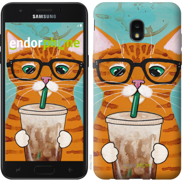 

Чехол на Samsung Galaxy J7 2018 Зеленоглазый кот в очках 4054u-1502, Силикон