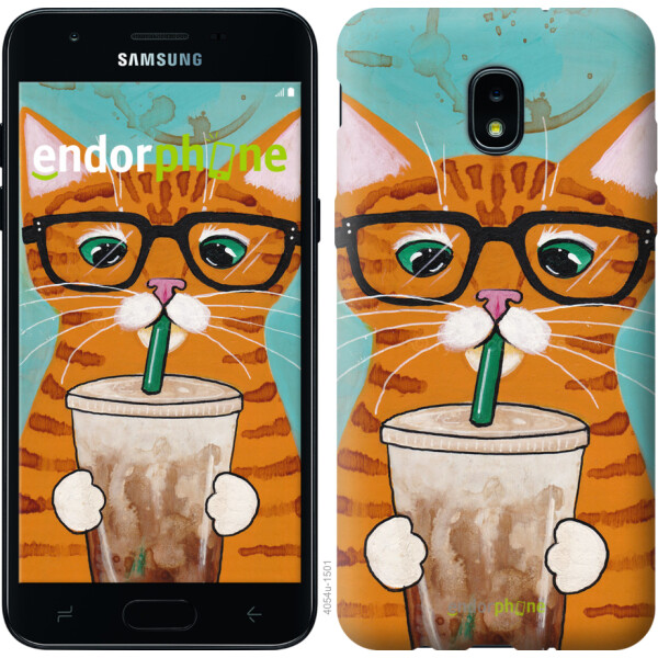 

Чехол на Samsung Galaxy J3 2018 Зеленоглазый кот в очках 4054u-1501, Силикон