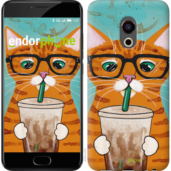 

Чехол на Meizu Pro 6 Зеленоглазый кот в очках 4054t-293, 2D пластик