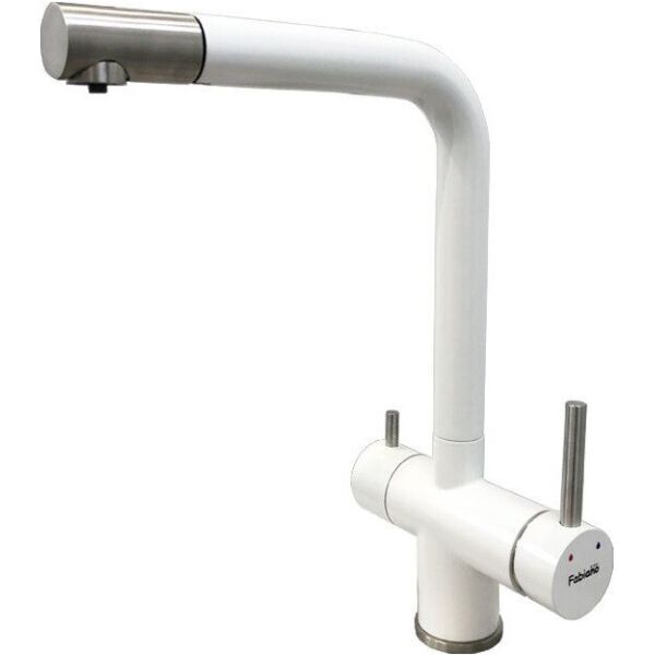 

Смеситель кухонный с подключением к фильтру Fabiano FKM 31.16P SS Alpine White белый