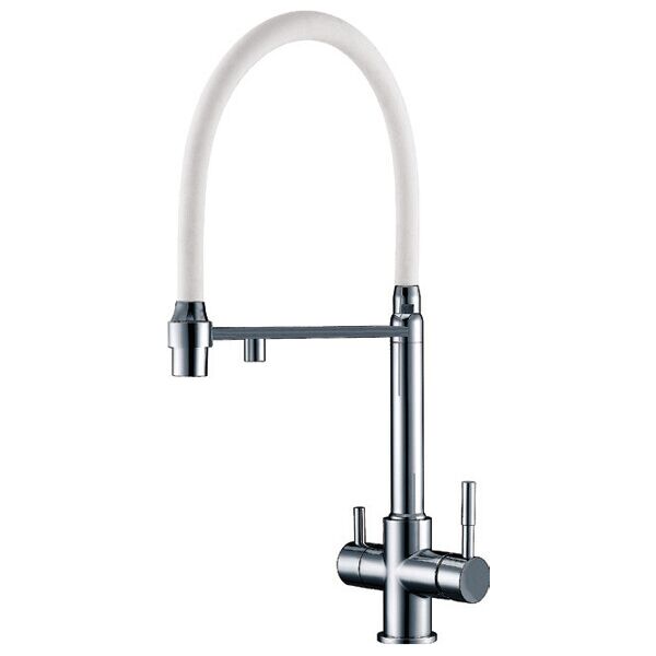 

Смеситель кухонный с подключением к фильтру Fabiano FKM 31.43 Inox White