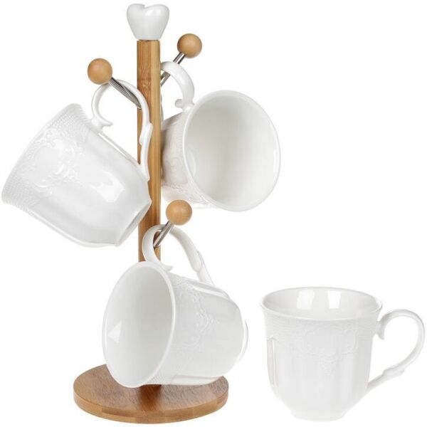 

Чайный набор Ceram-Bamboo Кружево 4 кружки 330мл на деревянной стойке