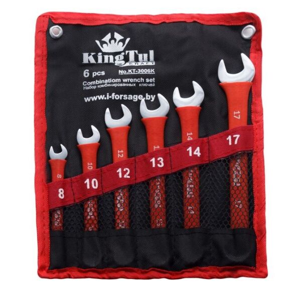 

Набор ключей комбинированных 6 предметов (8,10,12,13,14,17мм) на полотне KingTul kraft KT-3006k