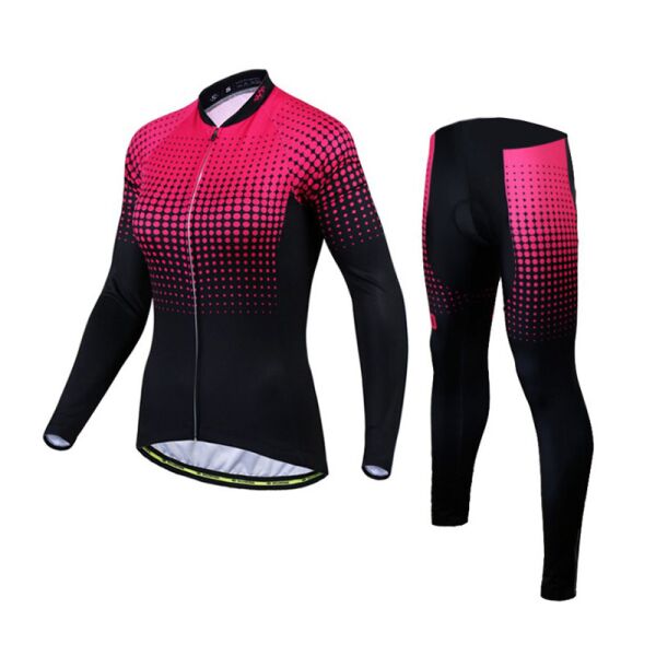 

Костюм вело женский Siilenyond SW-CT-057 Black Pink XXL Точки длинный рукав штаны
