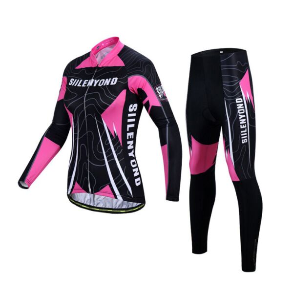 

Костюм вело женский Siilenyond SW-CT-057 Black Pink XXL Полосы длинный рукав штаны
