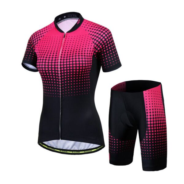 

Костюм вело женский Siilenyond SW-DT-052 Black Pink XL Точки короткий рукав шорты