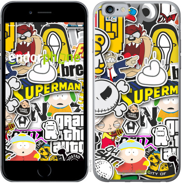 

Чехол на iPhone 6 Popular logos 4023t-45, 2D пластик