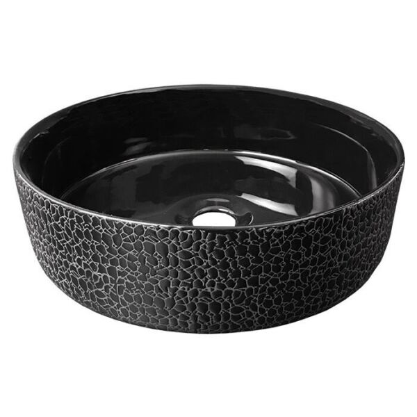 

Умывальник 36х36х12см накладной керамический круглый Volle 13-40-111B черная "кожа" (77848)