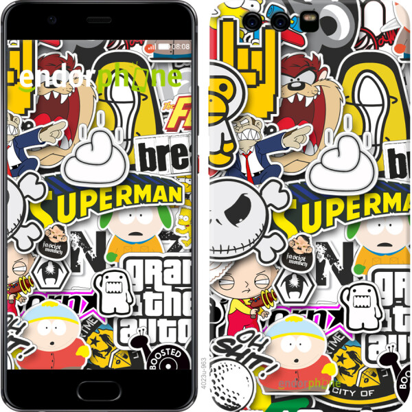

Чехол на Huawei P10 Plus Popular logos 4023t-963, 2D пластик